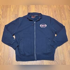Barrett-Jackson Men’s XL Navy Full-Zip Spell Out Sweater Collector Car Auctions